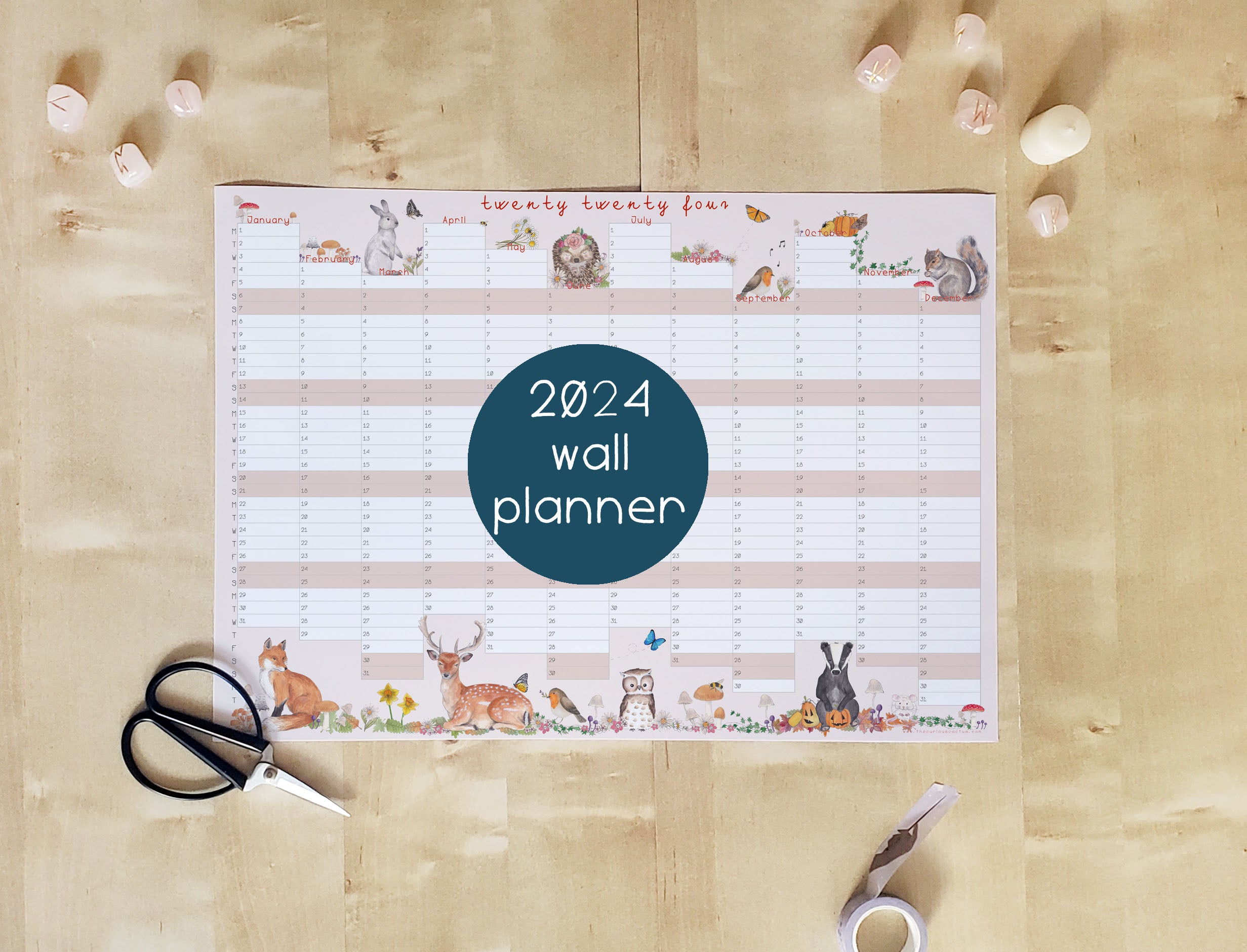 2024 Woodlands Wall Planner Calendar The Curious Cactus