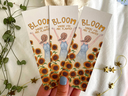 Bloom Where You Are Planted - Sunflower Girl Bookmark